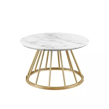 Walker Edison - Modern Cage-Base Coffee Table - Faux White Marble