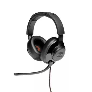 image of JBL Quantum 200 Wired Over-Ear Gaming Headset w/ Flip-up Mic with sku:jblquantum200blkam-powersales