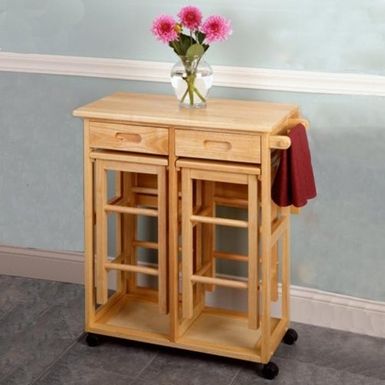 image of Carson Carrington Dalur 3-piece Foldable Rolling Wooden Kitchen Cart - without stool with sku:xjljosoefrvtykjbuh_qzastd8mu7mbs-overstock