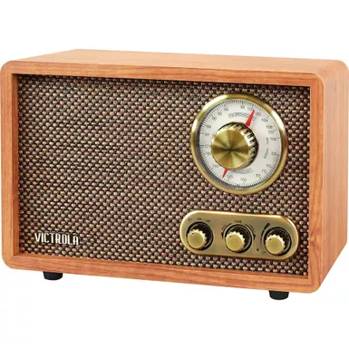 image of Victrola - Retro Wood Bluetooth AM/FM Radio - Walnut with sku:bb21263355-bestbuy
