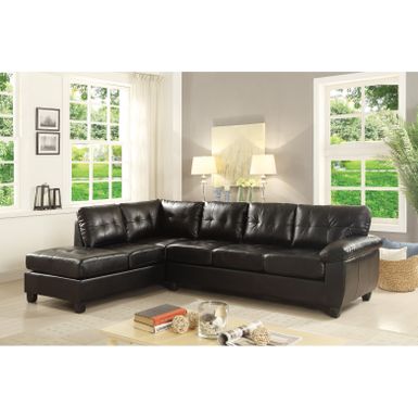 image of Gallant Faux Leather Sectional Sofa - Black with sku:rmyskdexremcetaujtdqzastd8mu7mbs-overstock