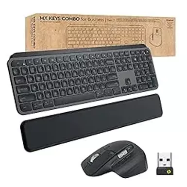 image of Logitech - MX Keys Combo for Business Full-size Wireless Keyboard and Mouse Bundle for Windows/Mac/Chrome/Linux - Graphite with sku:bb22032184-bestbuy