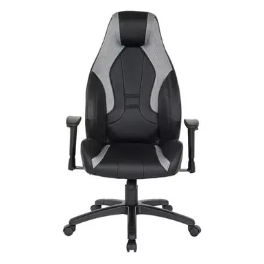 image of OSP Home Furnishings - Commander Gaming Chair in Black Faux Leather and Grey Accents - Gray with sku:bb21977563-bestbuy
