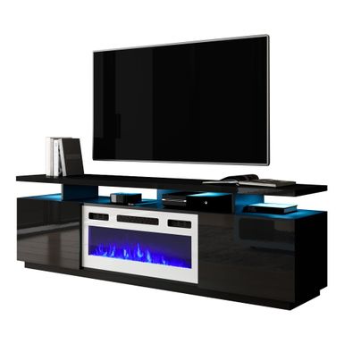 image of Eva-KWH Modern 71-inch Electric Fireplace TV Stand - Black with sku:-80mmt1p2aymihuhuu5onwstd8mu7mbs-overstock