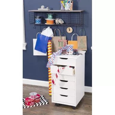 Carlisle Six Drawer Rolling Storage Cart White Wash