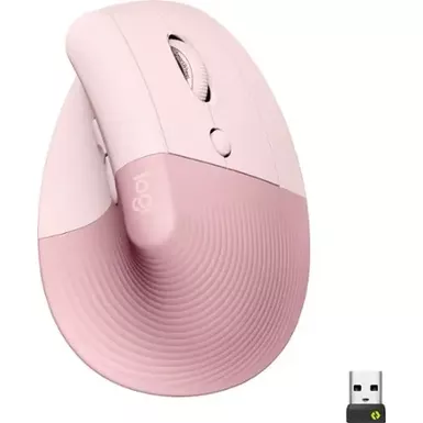 image of Logitech - Lift Vertical Wireless Ergonomic Mouse with 4 Customizable Buttons - Rose with sku:bb21965322-bestbuy