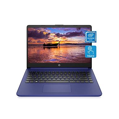 image of HP 14 Laptop, Intel Celeron N4020, 4 GB RAM, 64 GB Storage, 14-inch HD Touchscreen, Windows 10 Home, Thin & Portable, 4K Graphics, One Year of Microsoft 365 (14-dq0050nr, 2021, Indigo Blue) with sku:bb21786982-bestbuy