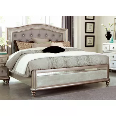 Bling Game Eastern King Panel Bed Metallic Platinum