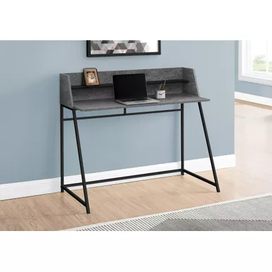 Computer Desk/ Home Office/ Laptop/ Storage Shelves/ 48"L/ Work/ Metal/ Laminate/ Grey/ Black/ Contemporary/ Modern