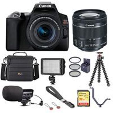image of Canon EOS Rebel SL3 DSLR Camera with EF-S 18-55mm f/4-5.6 IS STM Lens Black - Bundle With Camera Case, 32GB U3 SDHC Card, Video Light, Stereo Condenser Microphone, Joby GorillaPod 3K Kit, And More with sku:icasl3k1d-adorama