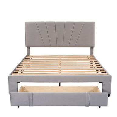 Rent to own Nestfair Queen Size Velvet Upholstered Platform Bed with ...