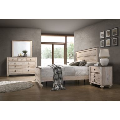 image of Roundhill Furniture Imerland Contemporary White Wash Finish 4-Piece Bedroom Set, Queen - White-Wash - Queen - 4 Piece with sku:phvaxpgf_cr98tgpswb5fastd8mu7mbs-overstock