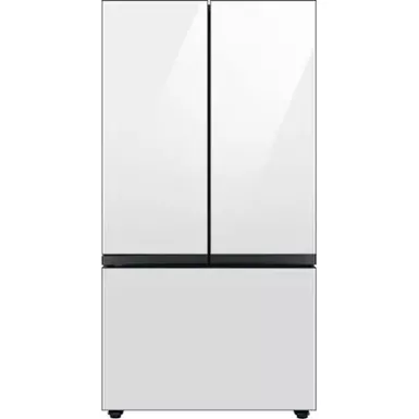 image of Samsung - BESPOKE 30 cu. ft. 3-Door French Door Smart Refrigerator with Beverage Center - White Glass with sku:bb21944212-bestbuy
