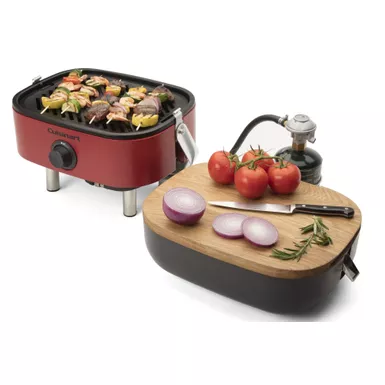 image of Cuisinart - Venture Portable Gas Grill - Red/Black/Wood with sku:cgg-750-powersales