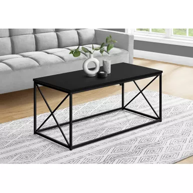 image of Coffee Table/ Accent/ Cocktail/ Rectangular/ Living Room/ 40"L/ Metal/ Laminate/ Black/ Contemporary/ Modern with sku:i-3781-monarch