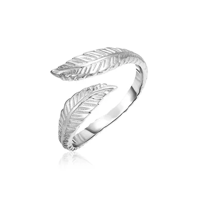 image of Sterling Silver Bypass Toe Ring with Leaves with sku:d21778742-rcj