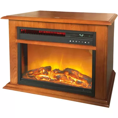 image of 3-Element Infrared Fireplace in Oak Mantel with sku:fp1052-oak-almo