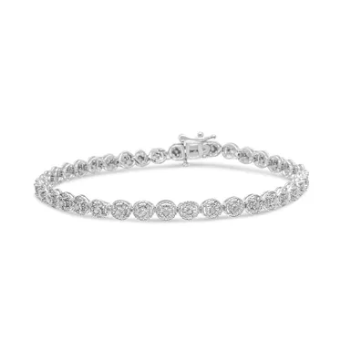 .925 Sterling Silver 1/2 cttw Miracle Set Diamond Milgrain Style Link Bracelet (I-J, I3-Promo) - 7.25"