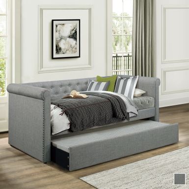 Rent to own Yara Upholstered Daybed with Trundle - Grey - Twin ...