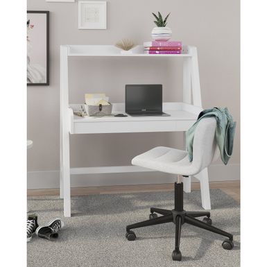 image of Blariden White Desk with Hutch - 40"W x 18"D x 45"H - White - 40"W x 18"D x 45"H with sku:cfmgxwvp_pfliyxdwqfyaqstd8mu7mbs-ash-ovr