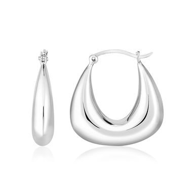 image of Sterling Silver Polished Puffed Trapezoid Hoop Earrings  with sku:63927-rcj