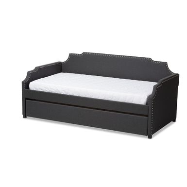 image of Contemporary Twin Size Daybed with Roll Out Trundle Guest Bed - Charcoal with sku:391p3lbmlblhqe8pzsietwstd8mu7mbs-overstock