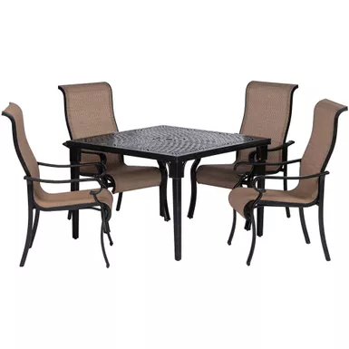 Brigantine 5pc: 4 Sling Dining Chairs and 42" Square Cast Table