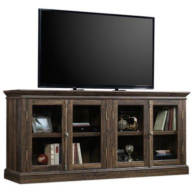 image of Sauder - Barrister Lane Collection TV Cabinet for Most Flat-Panel TVs Up to 80" - Iron Oak with sku:bb21074762-6280930-bestbuy-sauder
