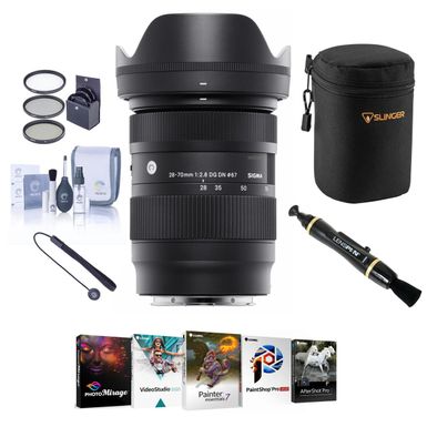 image of Sigma 28-70mm f/2.8 DG DN Contemporary Lens for Sony E-Mount Bundle with Corel PC Software Suite, Filter Kit, Case, Lens Cleaner, Cleaning Kit, Lens Cap Tether with sku:sg2870soefp-adorama