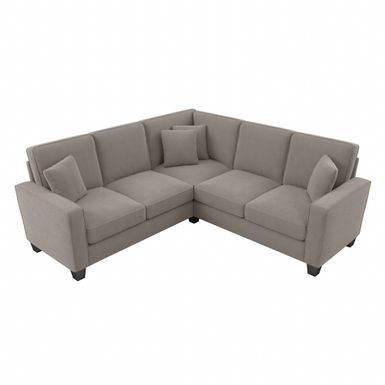 Stockton 86W L Shaped Sectional Couch by Bush Furniture - Cream Herringbone