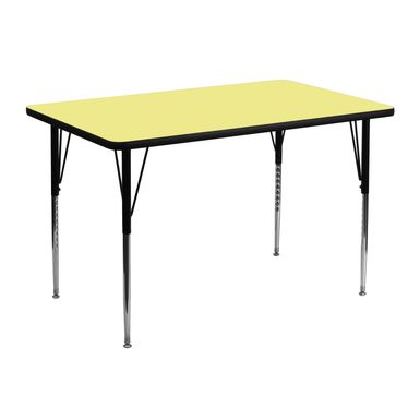 image of 30''W x 48''L Rectangular Thermal Laminate Activity Table - Adjustable Legs - Yellow with sku:ie5uqugf1dmzn3nl685meastd8mu7mbs-overstock