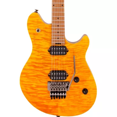 image of EVH Wolfgang WG Standard Electric Guitar. QM Baked Maple FB, Transparent Amber with sku:evh-5107004558-guitarfactory