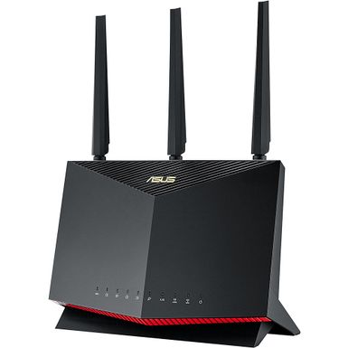 image of Asus RTAX86U Dual Band WiFi 6 Gaming Router  802.11ax  Mobile Game Mode  Free Internet Security  Mesh WiFi support - Black with sku:bb21616939-6443999-bestbuy-asus