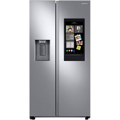 image of Samsung - 26.7 cu. ft. Side-by-Side Smart Refrigerator with 21.5" Touch-Screen Family Hub - Stainless Steel with sku:bb21471841-6397590-bestbuy-samsung