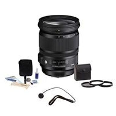 image of Sigma 24-105mm f/4.0 DG OS HSM ART Lens for Canon EF - Bundle - with 82mm Filter Kit (UV/CPL/ND2), Cap Tether, and Cleaning Kit with sku:sg241054heok-adorama