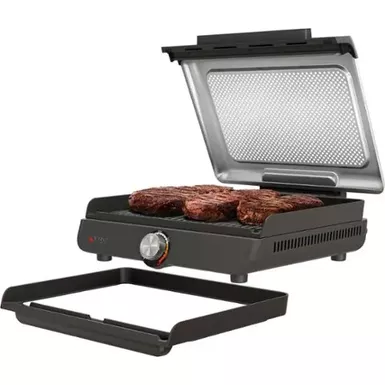 image of Ninja - Sizzle Smokeless Countertop Indoor Grill & Griddle with Interchangeable Grill and Griddle Plates - Gray/Silver with sku:bb22160214-bestbuy