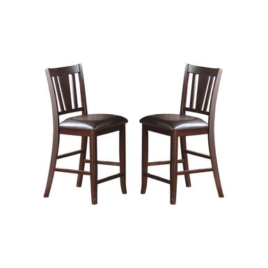 image of Upholstered Counter Height Chairs in Dark Brown Finish, Set of 2 - Set of 2 - Counter height with sku:1wdjoelzboqpiqnymibytqstd8mu7mbs-overstock