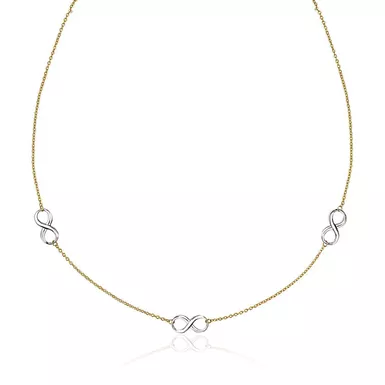 image of 14k Two Tone Gold Chain Necklace with Polished Infinity Stations (18 Inch) with sku:d66687766-18-rcj