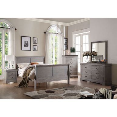 image of Acme Furniture Louis Philippe III 4-Piece Antique Grey Bedroom Set - 4-Piece Queen Set, Antique Gray with sku:wo3zijtqhlaj221ej-h0wastd8mu7mbs-acm-ovr