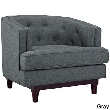 Modway Coast Mid-Century Armchair with Walnut Rubberwood Legs - Gray