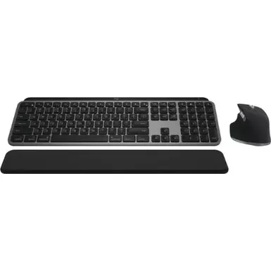 Logitech - MX Keys S Combo for Mac Full-size Wireless Scissor Keyboard and Mouse Bundle for MacBook, iMac, iPad with Palm-rest - Space Gray