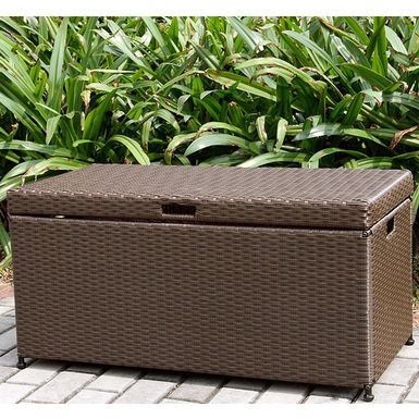 image of Clay Alder Home Dumbarton Wicker Patio Storage Deck Box - Espresso Brown with sku:zy3c3ppffj80ztfsvn1nrq-wic-ovr
