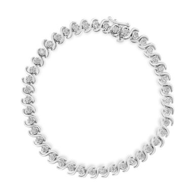 image of .925 Sterling Silver 1.0 Cttw Round Miracle-Set Diamond 7" Tennis Bracelet with sku:60-7820wdm-luxcom