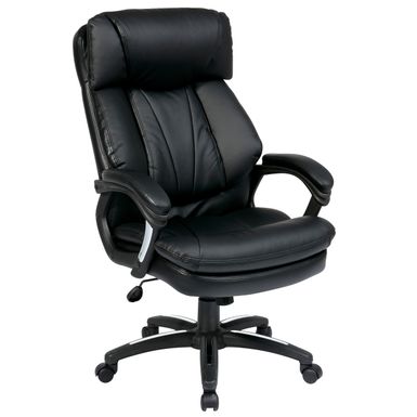 image of Office Star Products Work Smart Oversized Faux Leather Executive Chair - Black Faux Leather Chair, Nylon Base with sku:qwmazl-iwmnr78la2gw9gstd8mu7mbs-off-ov
