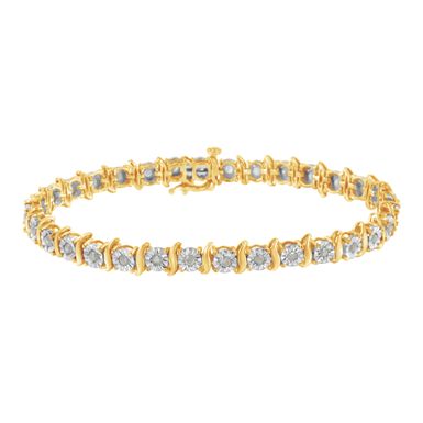 image of .925 Sterling Silver 1.0 Cttw Diamond S-Curve Link Miracle-Set Tennis Bracelet (I-J Color, I3 Clarity) - Choice of Metal Color and Length with sku:60-7835ydm-luxcom