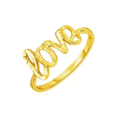 image of 14k Yellow Gold Ring with Love (Size 7) with sku:d22706546-7-rcj