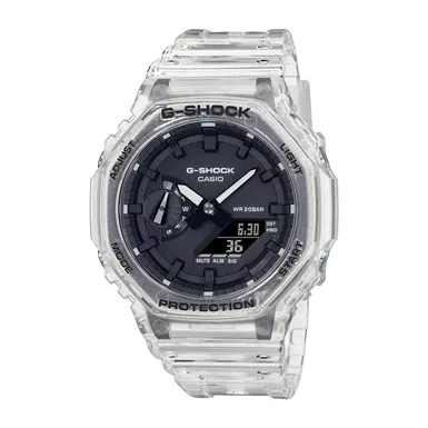 image of Casio - Mens G-Shock Transparent White Analog/Digital Watch Black Dial with sku:ga2100ske-7a-powersales