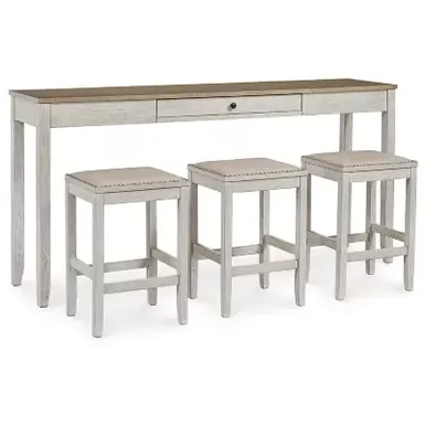 image of White/Light Brown Skempton Rectangular Dining Room Counter TBL Set(4/CN) with sku:d394-223-ashley