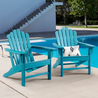 image of Classic Outdoor Adirondack Chair Set of 2 for Garden Porch Backyard - Blue with sku:kohj6ofdslwbbfbc1adq9qstd8mu7mbs-ebe-ovr