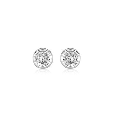 image of Sterling Silver Round Bezel Set Cubic Zirconia Earrings with sku:72847-rcj